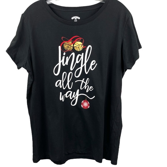 Holiday Time Black Short Sleeve Jingle All The Way Shirt XL/XG NWT - Picture 1 of 3